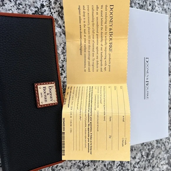 Dooney & Bourke Black Pebble Leather Wallet with Tan Edges - Picture 4 of 4